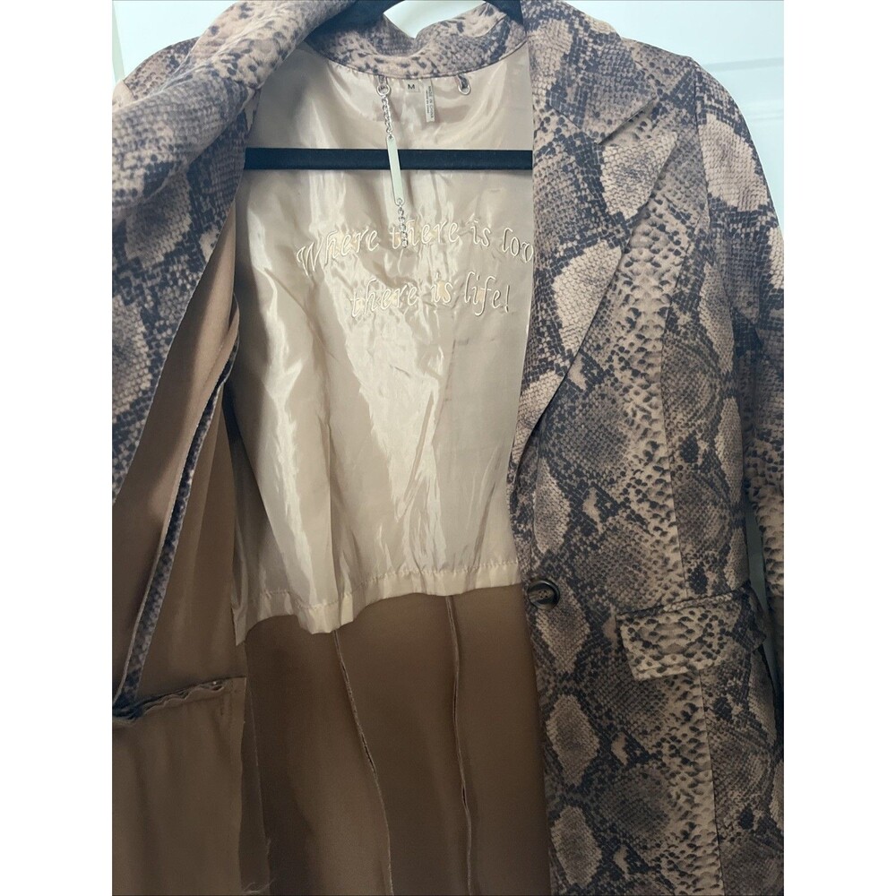 Paparazzi by Biz SnakeSkin Pattern Jacket Blazer Coat Medium (Tan/Brown) - Picture 4 of 10
